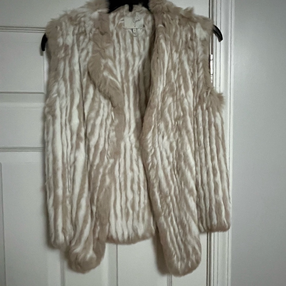 Joie Cream and Tan Real Fur Dyed Vest
